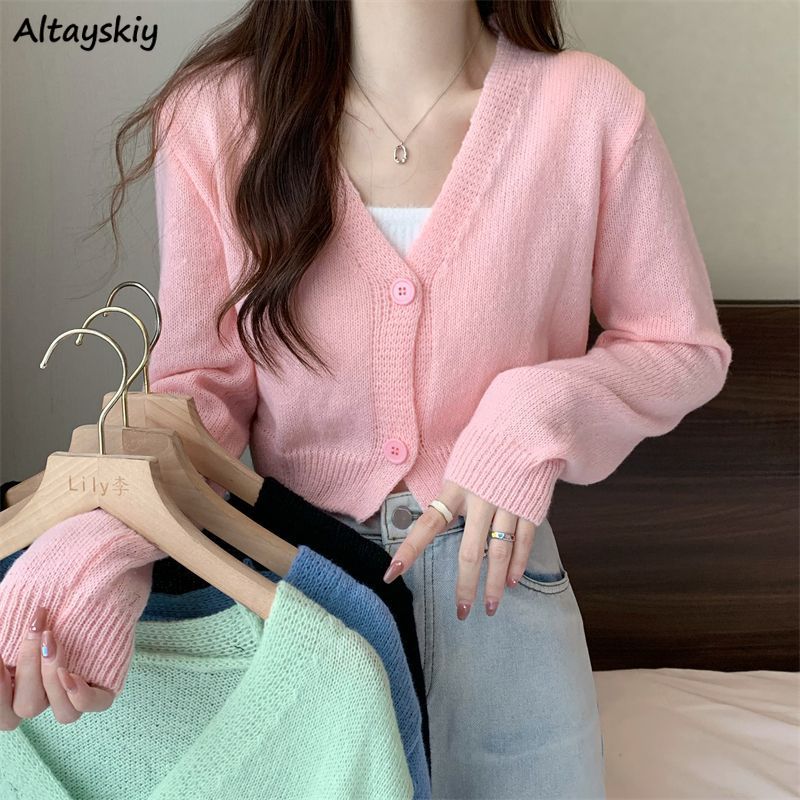 Summer Clothing Aesthetic - Ernte Strickjacke Frauen schlanke Herbst mädchen