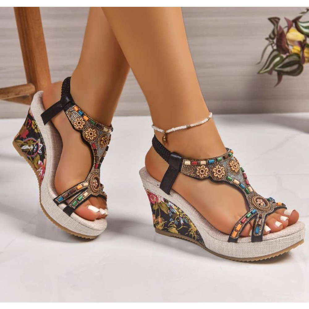 Summer Clothing Plus Size - Damen Leder Sommer Mode Keilabsatz Große