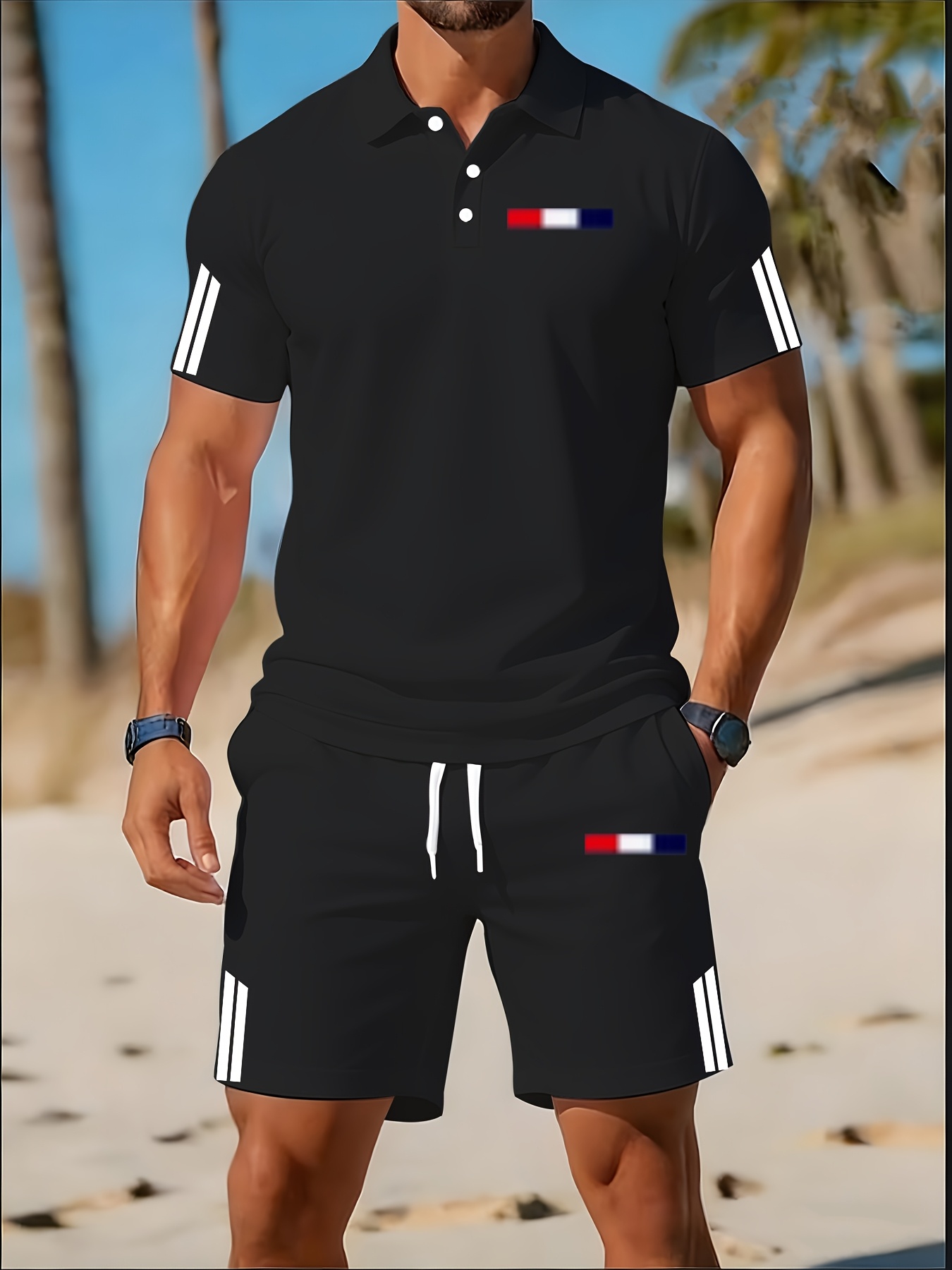 Summer Clothing Design - 2026 Sommer Herren-Polo-Shirt-Set – 3D-gedrucktes Design,