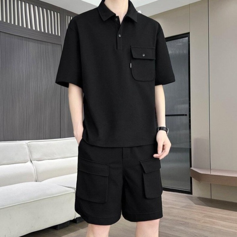Summer Clothing Sets - Herren Sommer Kurzarm-Poloshirt und Shorts Set