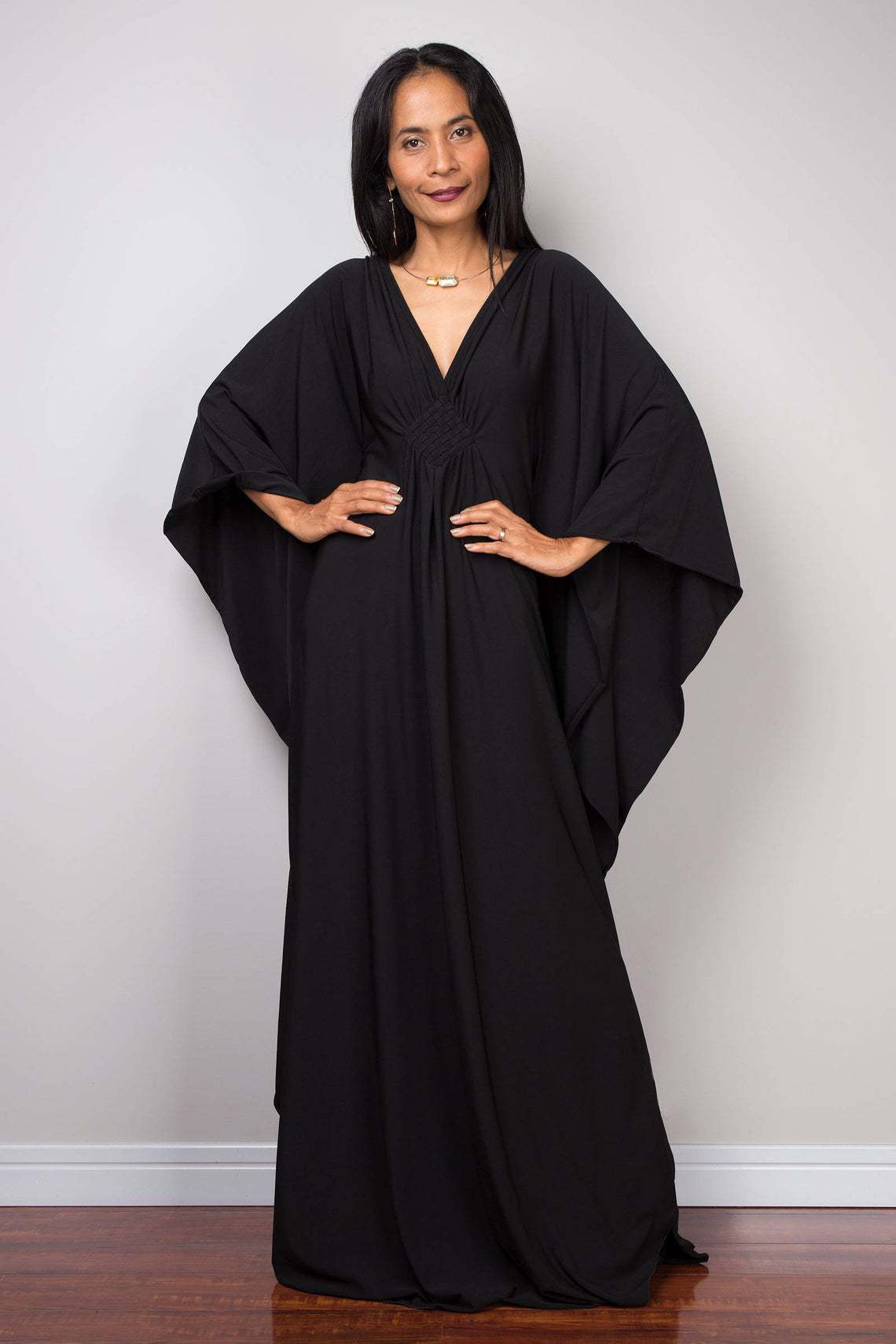 Summer Clothing Colors - Damen Strandkleid in Unifarben mit V-Ausschnitt