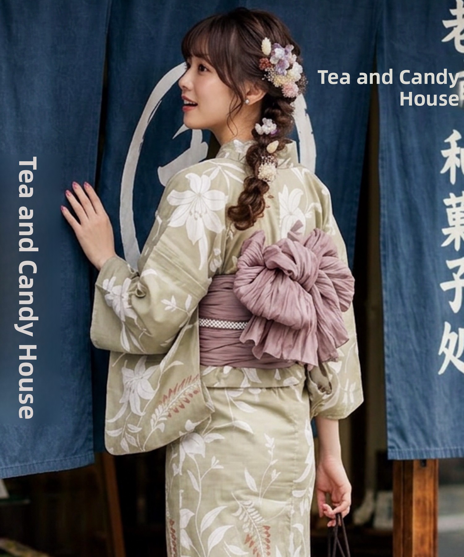 Summer Clothing Girls - Traditioneller Yukata Kimono aus Baumwolle und