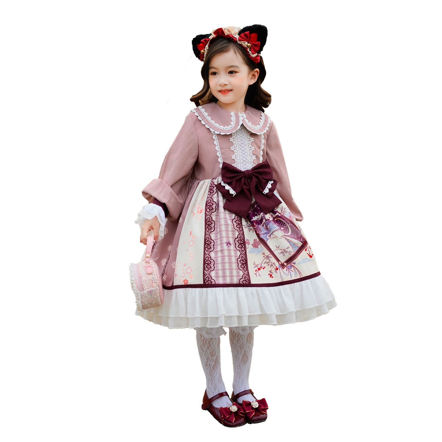 Summer Clothing Girls - Kinder-Lolita-Kleidung Langärmliges Prinzessinnenkleid Frühling und Sommer