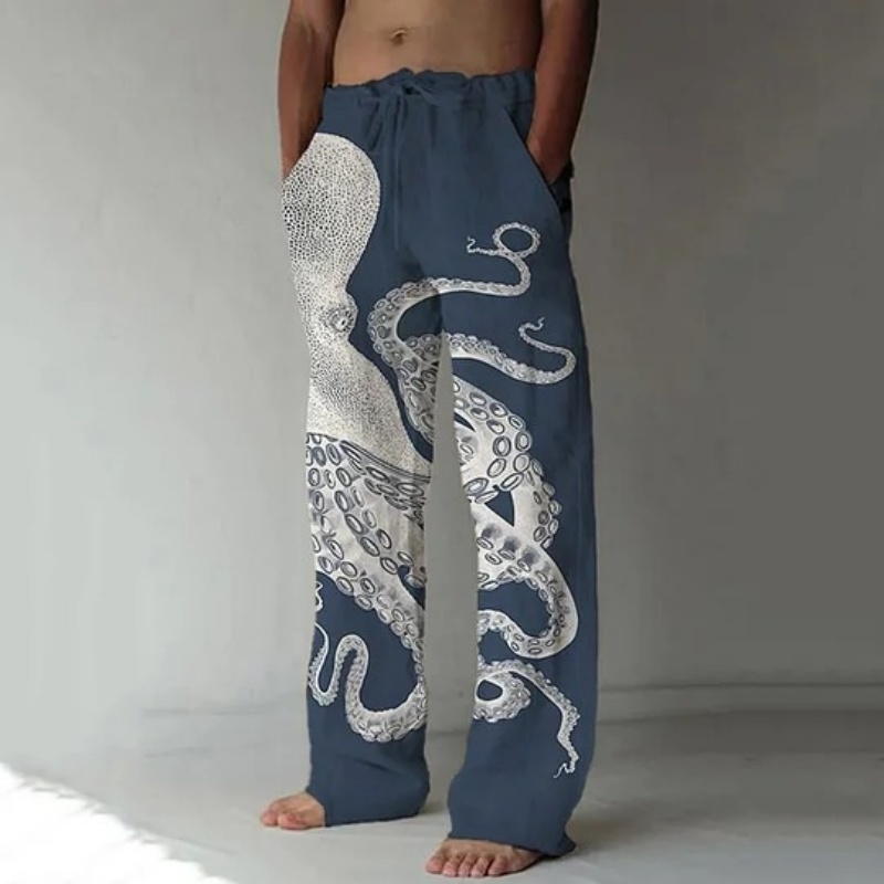 Summer Clothing Men 2025 - Japanische Kunst, Oktopus, Grafik, bedruckt, Freizeithose,