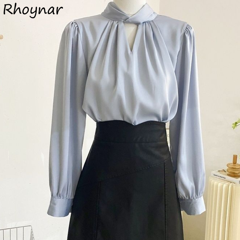 Summer Clothing Aesthetic - Blusen Frauen Langarm Temperament Büro Dame