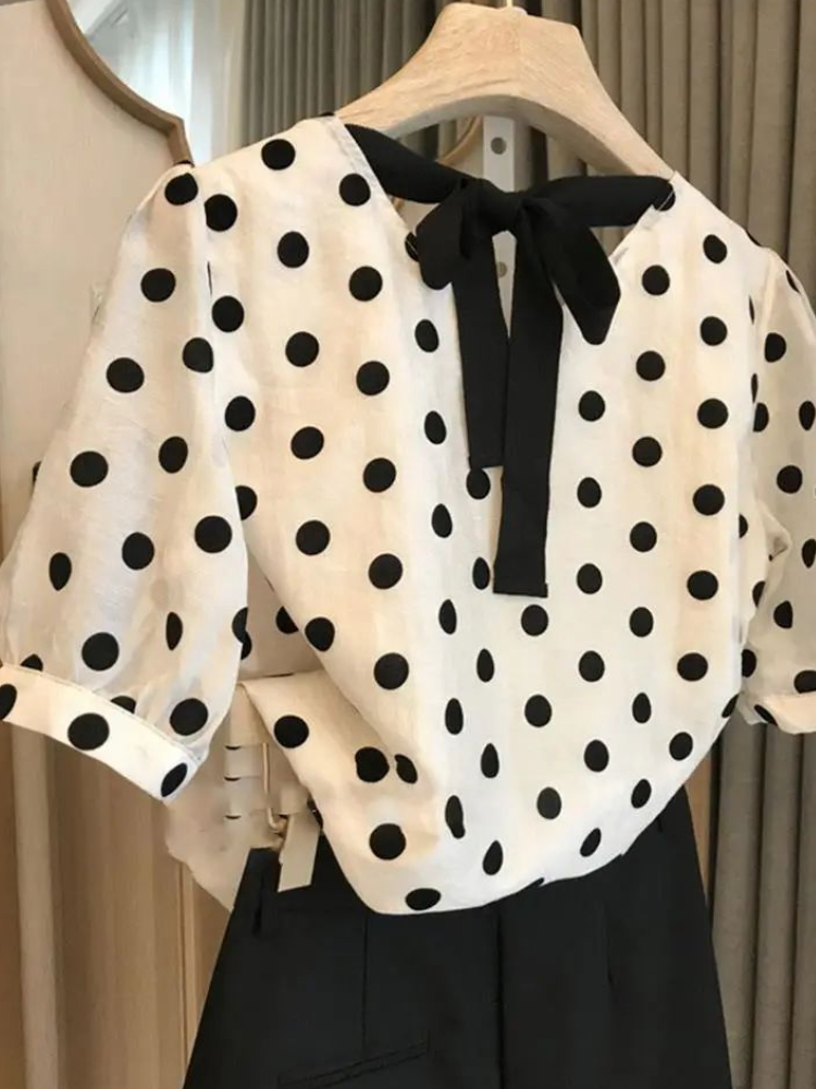 Polka Dot Blusen Frauen Elegan – Summer Clothing Aesthetic Bewertung und Preis