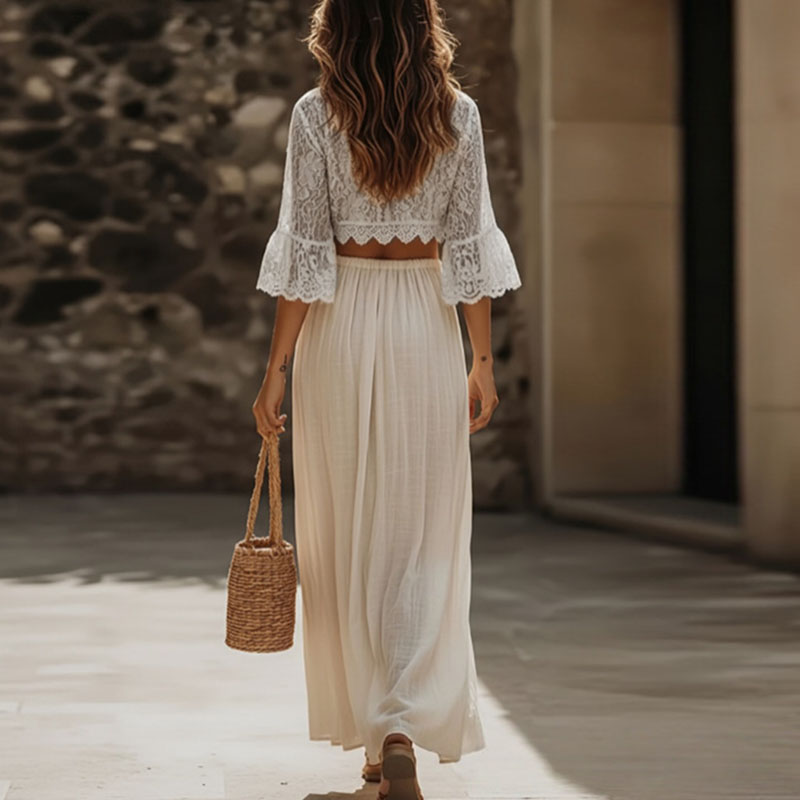 Damen Boho-Spitzen-Zweiteiler: – Summer Clothing Vacation Bewertung und Preis