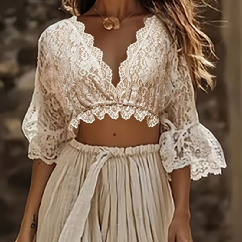 Damen Boho-Spitzen-Zweiteiler: – Summer Clothing Vacation Bewertung und Preis