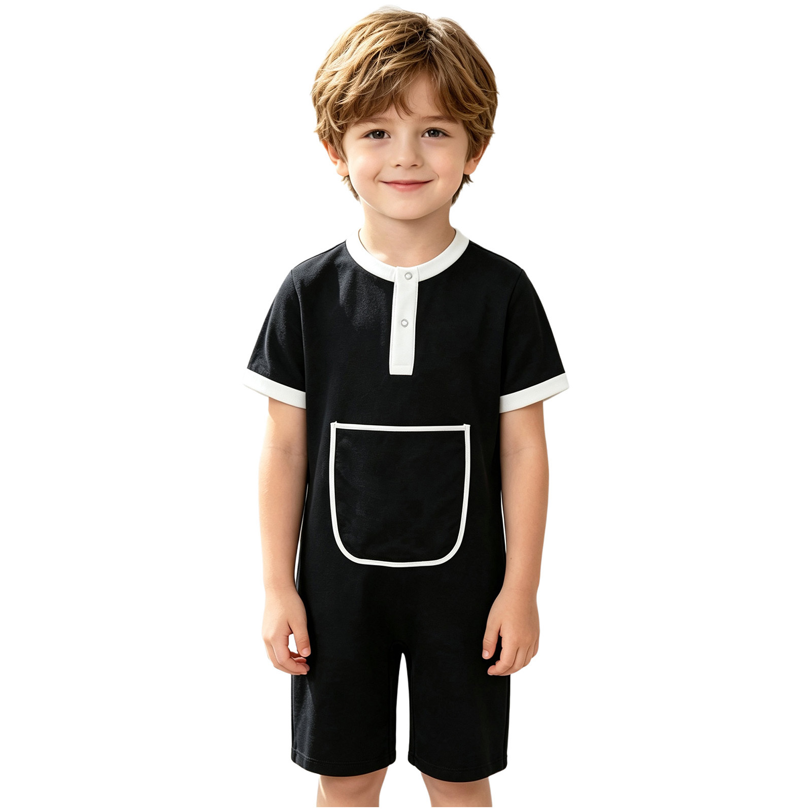 Kinder-Jumpsuit mit Druckknöpf – Summer Clothing Kids Boys Bewertung und Preis