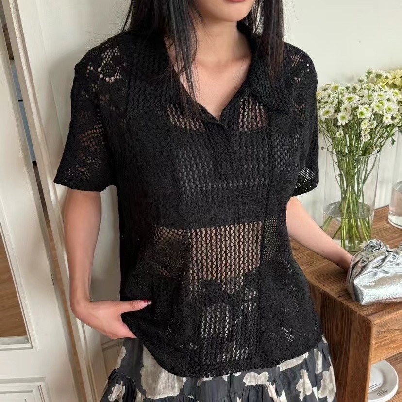 Retro-Kragen Spitzenbluse Dame – Summer Clothing Online Shopping Bewertung und Preis