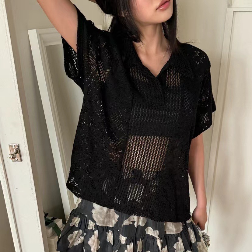Retro-Kragen Spitzenbluse Dame – Summer Clothing Online Shopping Bewertung und Preis