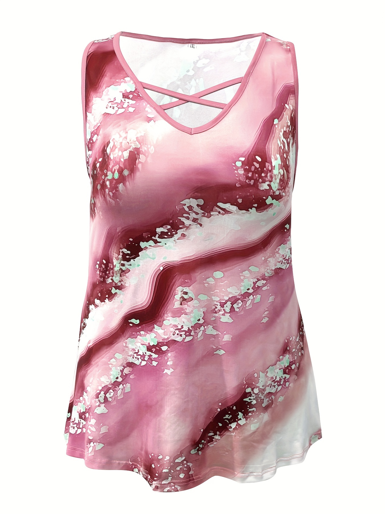 Plus Size Marmor Print Tank To – Summer Clothing Plus Size Bewertung und Preis