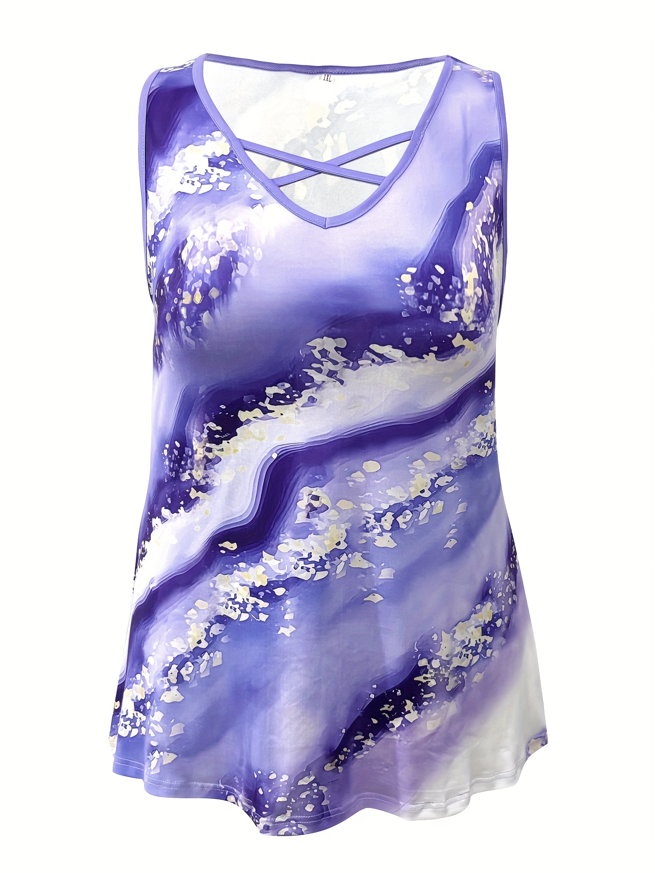 Plus Size Marmor Print Tank To – Summer Clothing Plus Size Bewertung und Preis