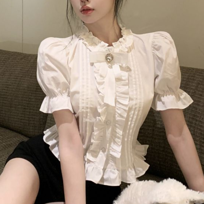 Puff Sleeve Shirts Frauen Weiß – Summer Clothing Aesthetic Bewertung und Preis