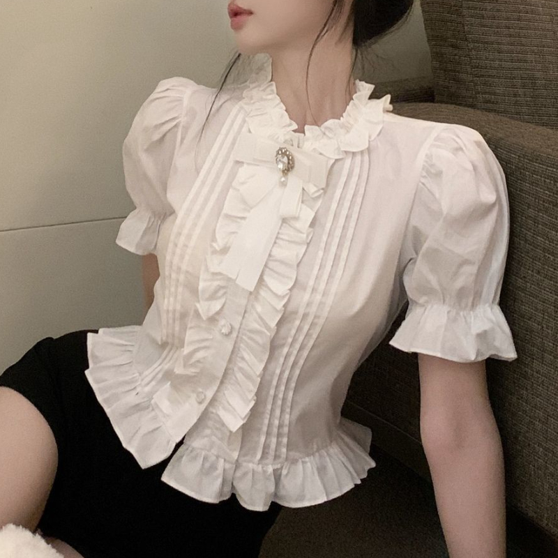 Puff Sleeve Shirts Frauen Weiß – Summer Clothing Aesthetic Bewertung und Preis