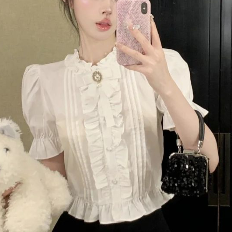 Puff Sleeve Shirts Frauen Weiß – Summer Clothing Aesthetic Bewertung und Preis